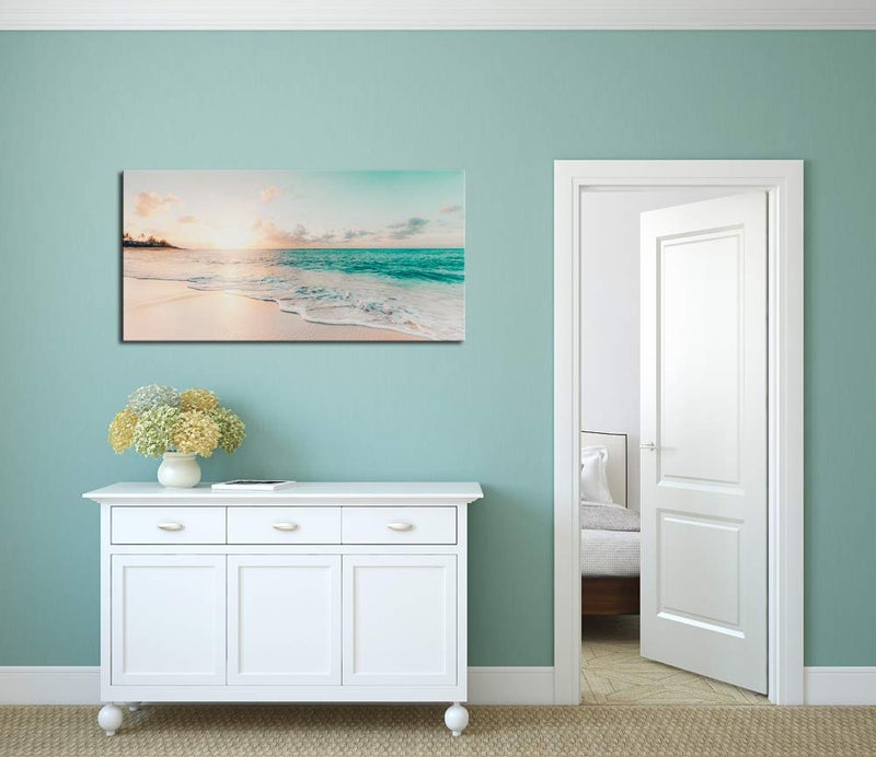 DZL Art S73850 Wall Art Canvas Prints Beach Sunset Ocean Waves Nature Pictures Painting Canvas Paintings Ready to Hang for Home Decorations Wall Decor - Image 3